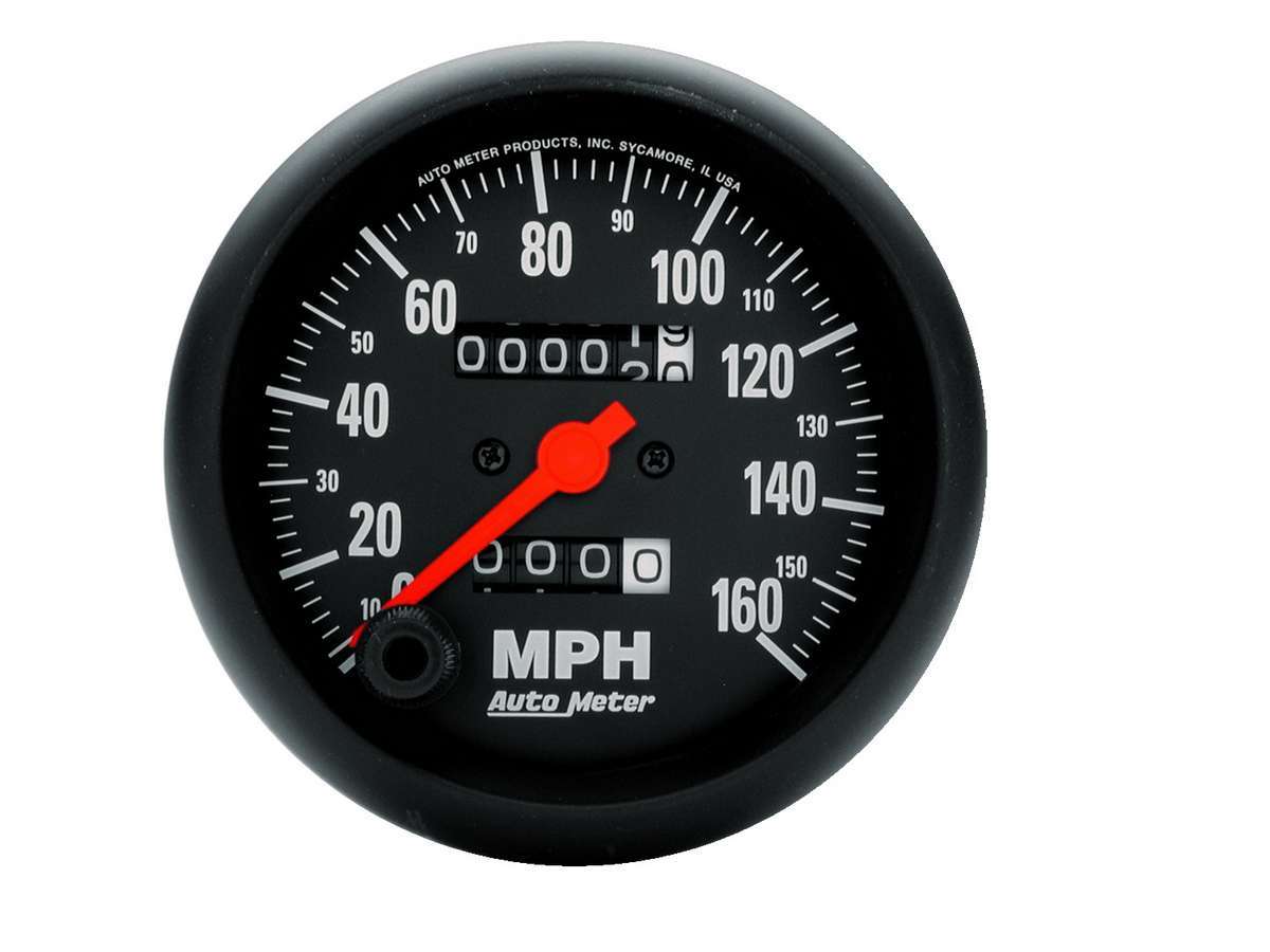 Speedometer - Z-Series - 160 MPH - Mechanical - Analog - 3-3/8 in Diameter - Black Face - Each