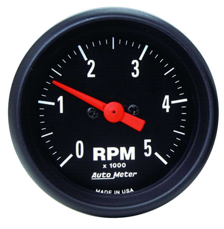 Tachometer - Z-Series - 5000 RPM - Electric - Analog - 2-1/16 in Diameter - Dash Mount - Black Face - Each