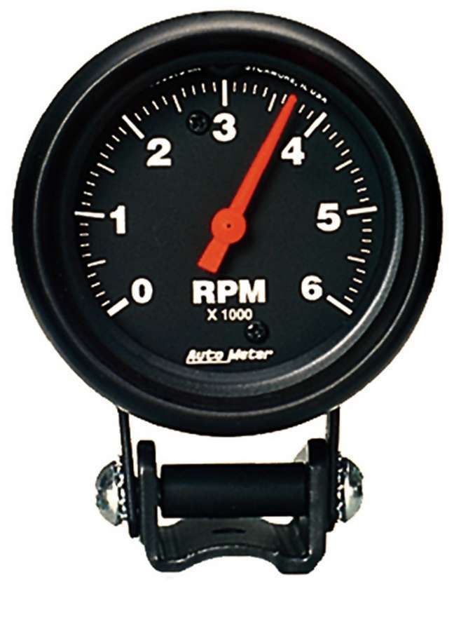 Tachometer - Z-Series - 6000 RPM - Electric - Analog - 2-5/8 in Diameter - Pedestal Mount - Black Face - Each