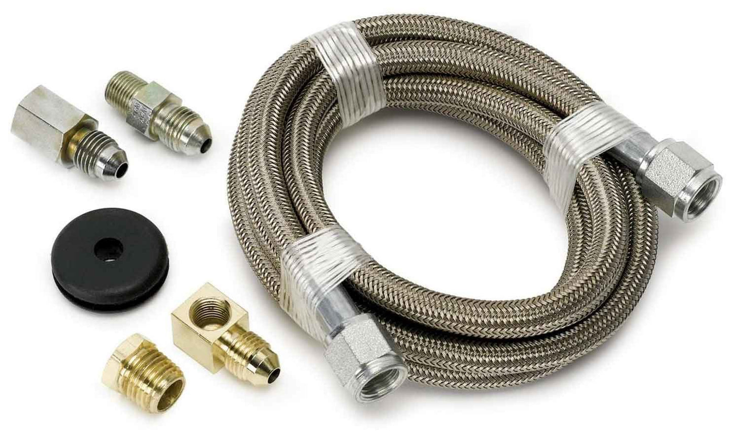 Gauge Line Kit - 4 AN - 6 ft - 4 AN Female to 4 AN Female - Fittings Included - Braided Stainless - Mechanical Pressure Gauges - Kit
