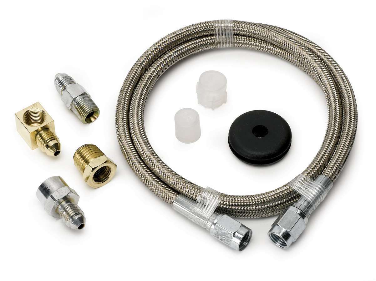 Gauge Line Kit - 3 AN - 3 ft - 3 AN Female to 3 AN Female - Fittings Included - Braided Stainless - Mechanical Pressure Gauges - Kit