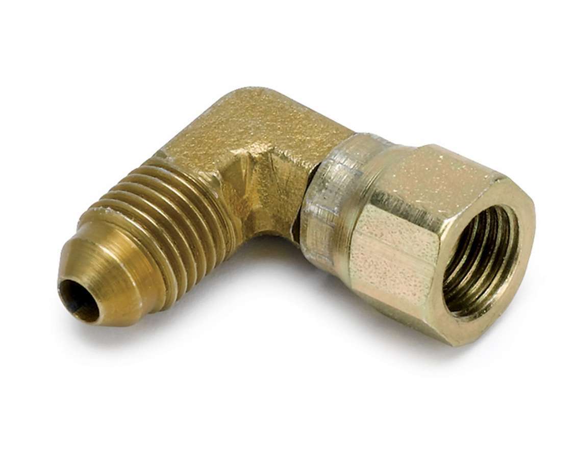 Fitting - Adapter - 90 Degree - 4 AN Female Swivel to 4 AN Male - Steel - Natural - Mechanical Pressure Gauges - Each
