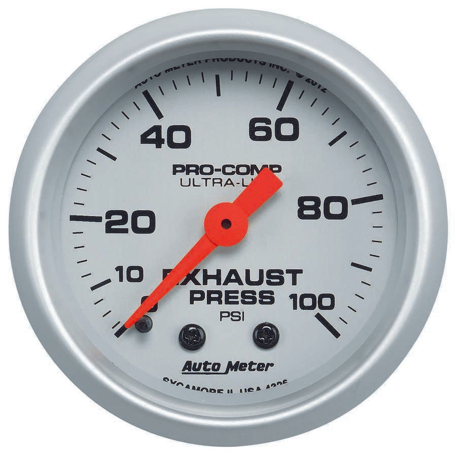 Engine & Accessories Pressure Gauge - Ultra-Lite - 0-100 psi - Mechanical - Analog - 2-1/16 in Diameter - Silver Face - Each