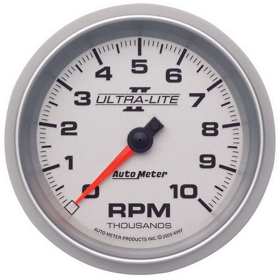 Tachometer - Ultra-Lite II - 10000 RPM - Electric - Analog - 3-3/8 in Diameter - Dash Mount - Silver Face - Each
