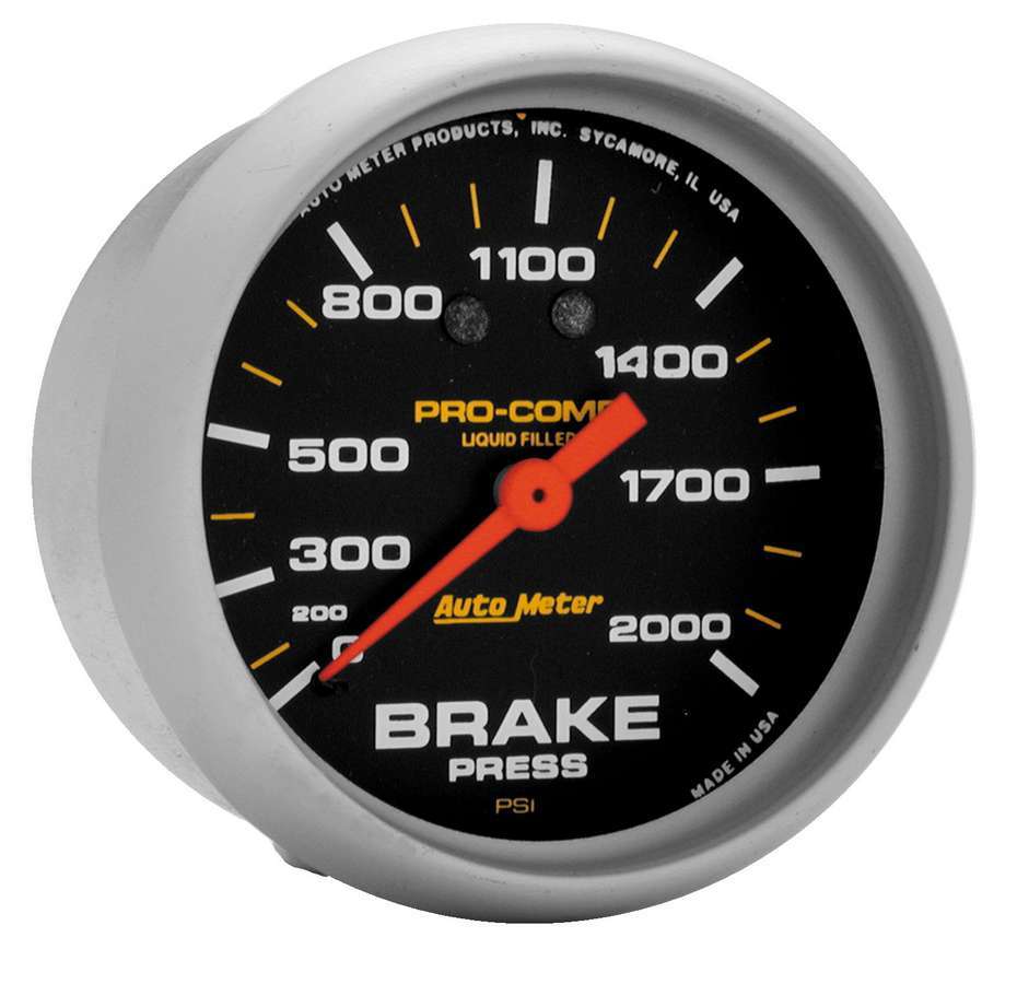 Brake Pressure Gauge - Pro-Comp - 0-2000 psi - Mechanical - Analog - 2-5/8 in Diameter - Liquid Filled - Black Face - Each
