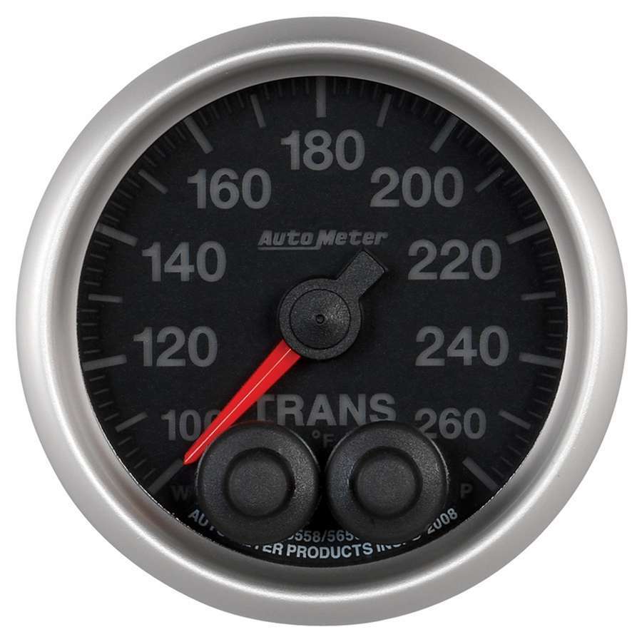 Transmission Temperature Gauge - Elite Series - 100-260 Degree F - Electric - Analog - Full Sweep - 2-1/16 in Diameter - Black Face - Each