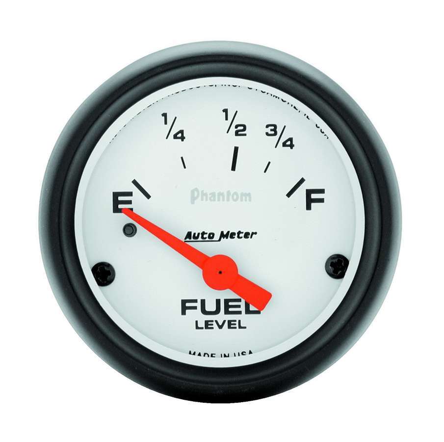 Fuel Level Gauge - Phantom - 73-10 ohm - Electric - Analog - Short Sweep - 2-1/16 in Diameter - White Face - Each