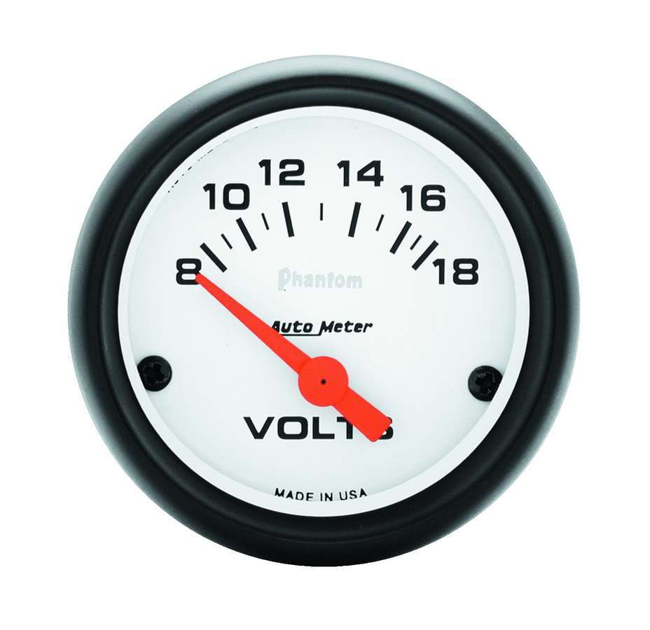 Voltmeter - Phantom - 8-18V - Electric - Analog - Short Sweep - 2-1/16 in Diameter - White Face - Each
