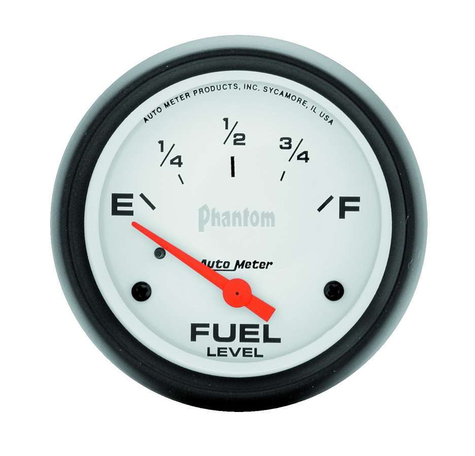 Fuel Level Gauge - Phantom - 240-33 ohm - Electric - Analog - Short Sweep - 2-5/8 in Diameter - White Face - Each