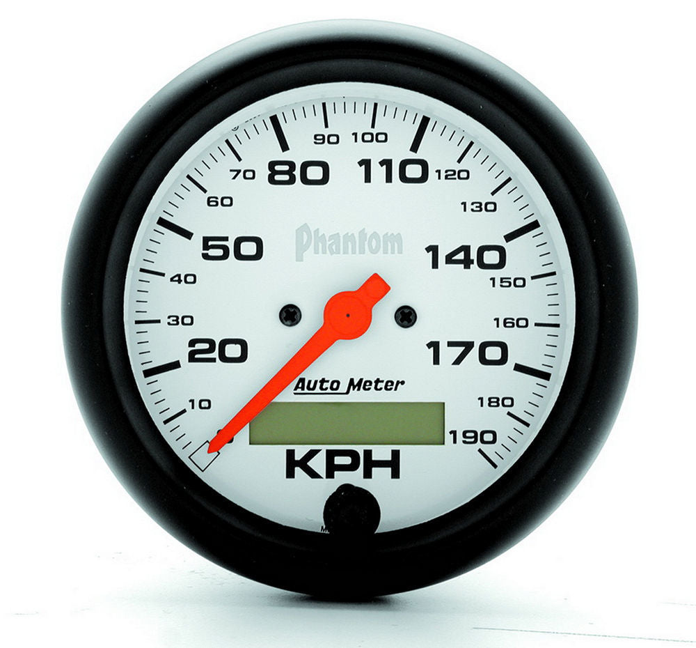 Speedometer - Phantom - 190 KPH - Electric - Analog - 3-3/8 in Diameter - Programmable - White Face - Each