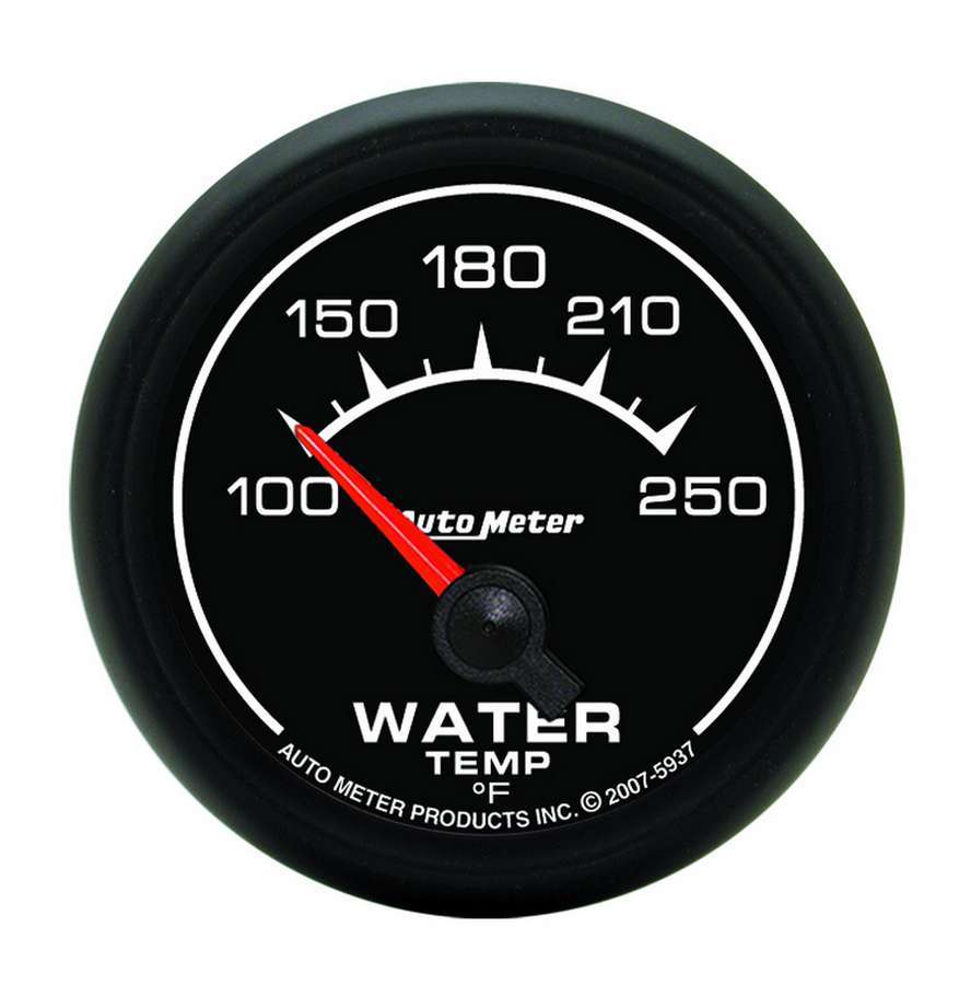 Water Temperature Gauge - ES - 100-250 Degree F - Electric - Analog - Short Sweep - 2-1/16 in Diameter - Black Face - Each