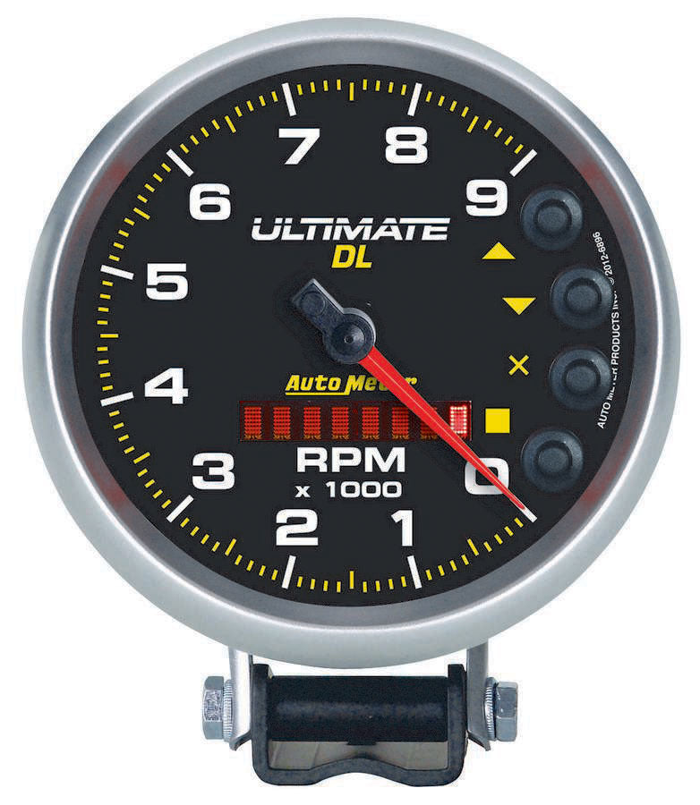 Tachometer - Ultimate DL - 9000 RPM - Electric - Analog - 5 in Diameter - Pedestal Mount - Playback - Black Face - Each