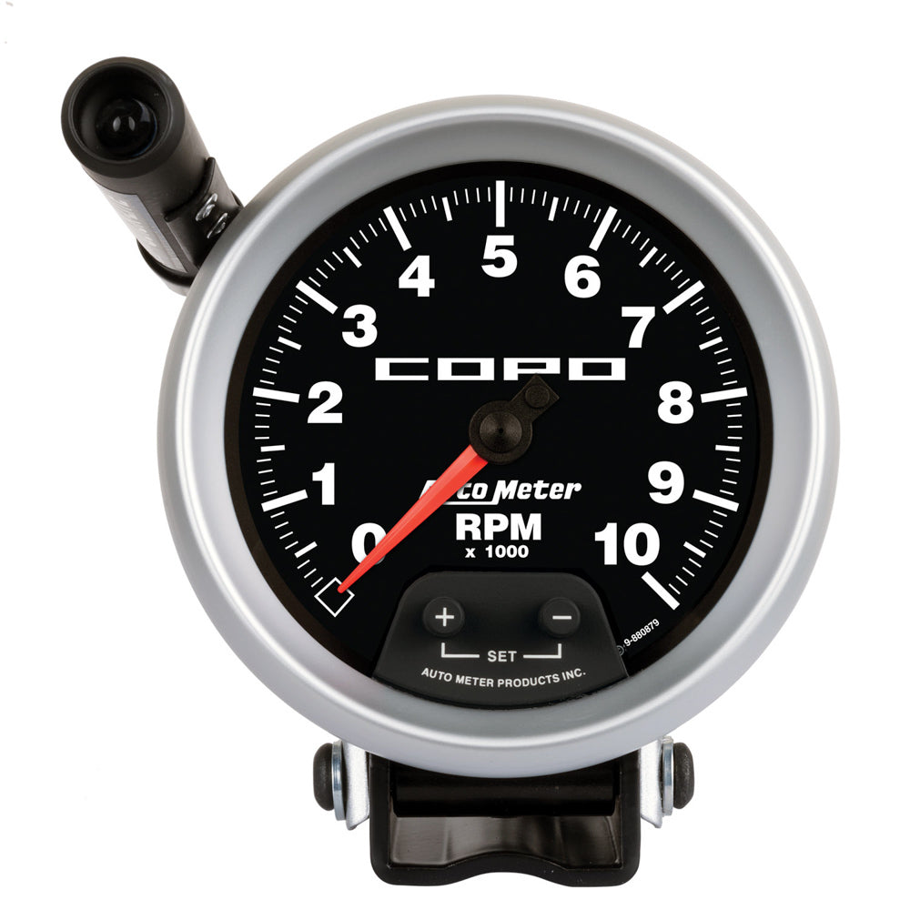 Tachometer - COPO - 10000 RPM - Electric - Analog - Full Sweep - 3-3/4 in Diameter - Pedestal Mount - Shift Light - Black Face - Each