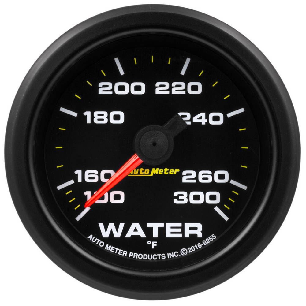 Water Temperature Gauge - Extreme Environment - Stepper Motor - 100-300 Degree F - Electric - Analog - Full Sweep - 2-1/16 in Diameter - Black Face - Each