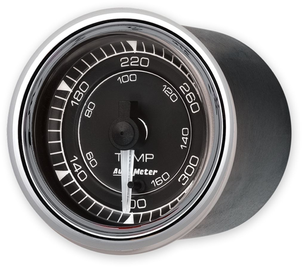 Oil Temperature Gauge - Chrono Series - 140-300 psi - Electric - Full Sweep - 2-1/16 in Diameter - Black Face - Each