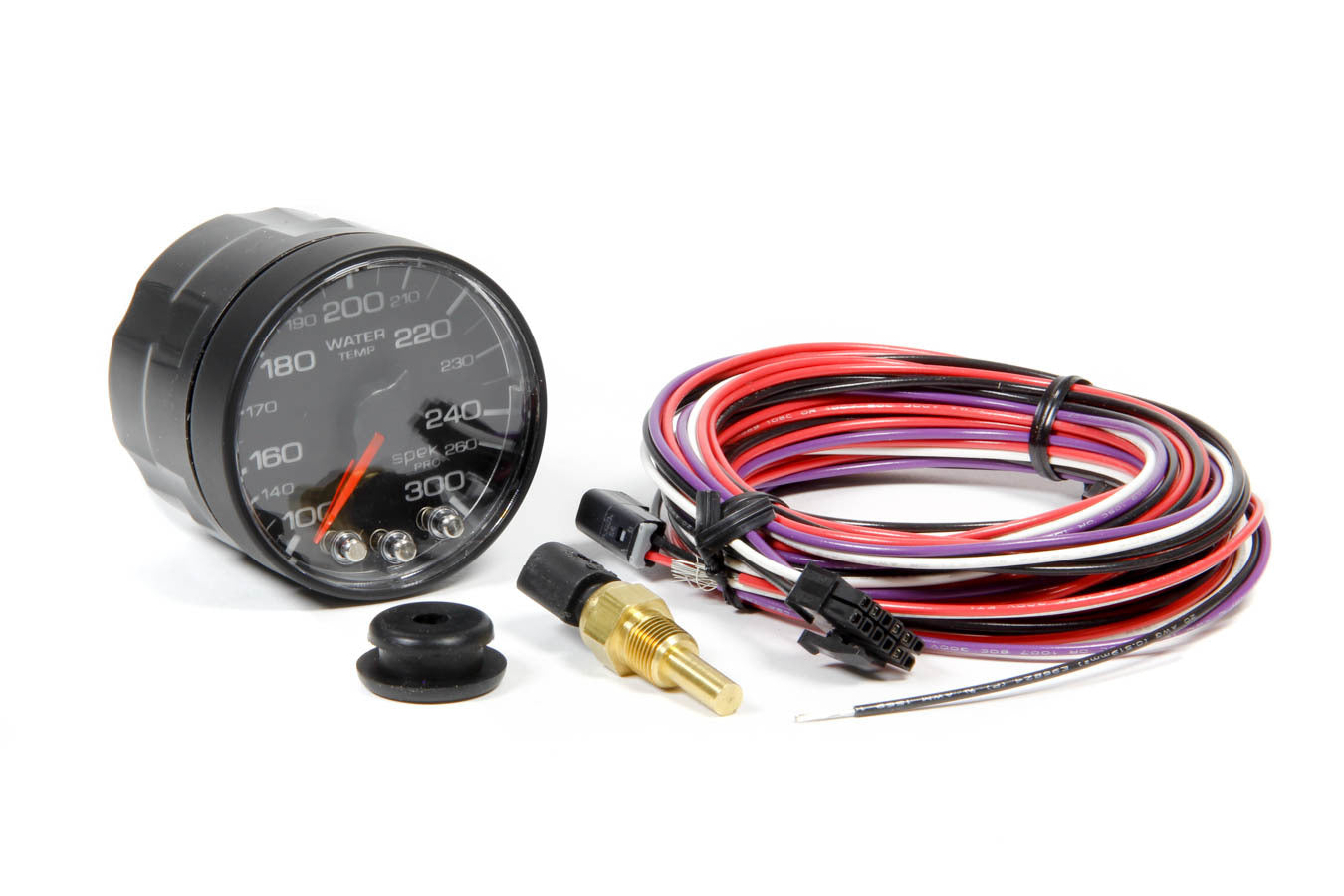 Water Temperature Gauge - Spek Pro - 100-300 Degree F - Electric - Analog - Full Sweep - 2-1/16 in Diameter - Black Face - Each