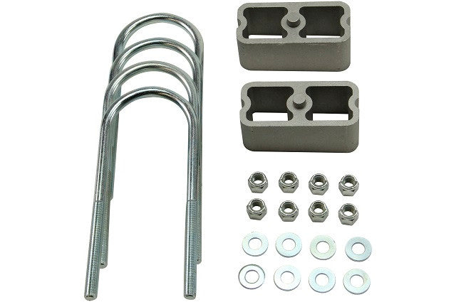 Leaf Spring Block Kit - 2 in Lowered - Hardware Included - 2 Degree Taper - Rear - Aluminum - Natural - Universal - Kit