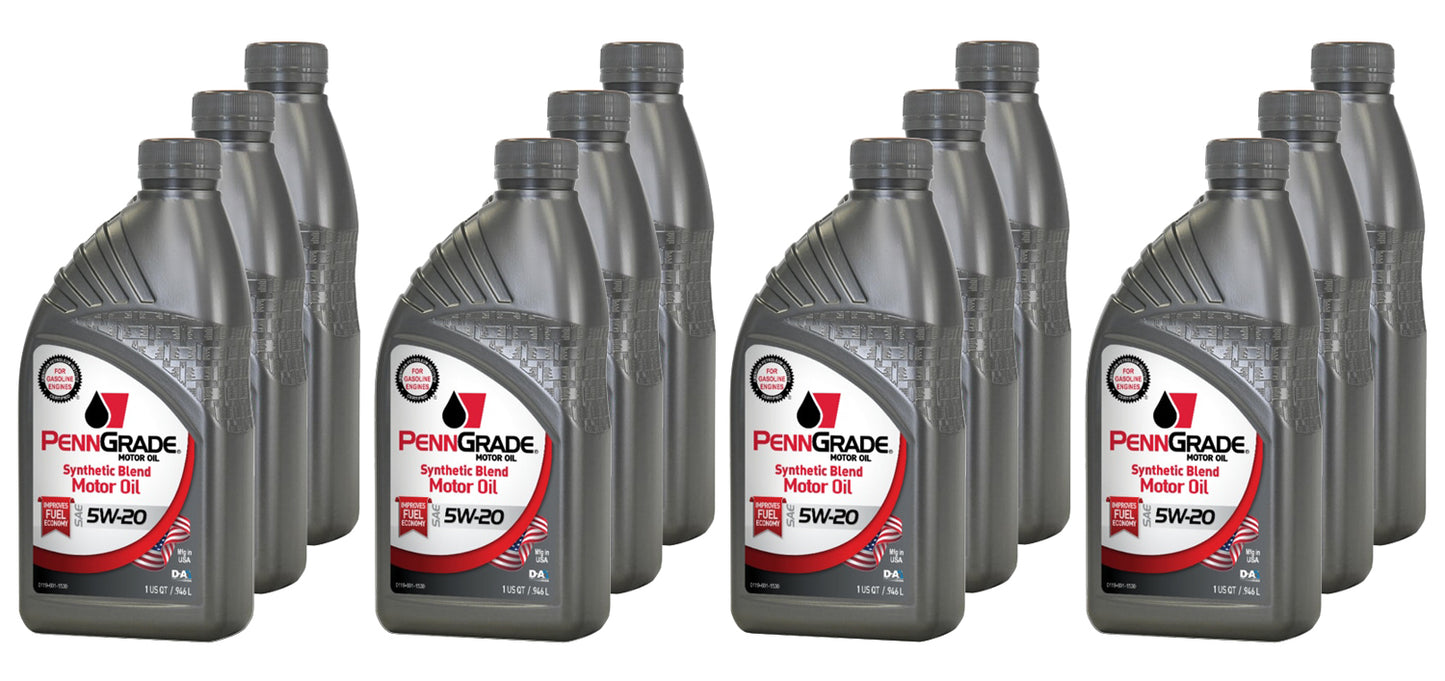 Motor Oil - Synthetic Blend - 5W20 - Semi-Synthetic - 1 qt Bottle - Set of 12