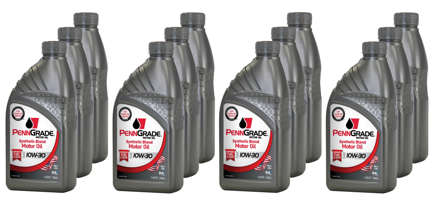 Motor Oil - Synthetic Blend - 10W30 - Semi-Synthetic - 1 qt Bottle - Set of 12