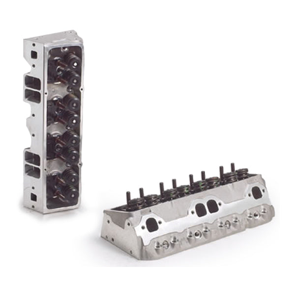 Cylinder Head - Track 1 - Assembled - 2.080 / 1.600 in Valves - 221 cc Intake - 67 cc Chamber - 1.550 in Springs - Angle Plug - Aluminum - Small Block Chevy - Pair