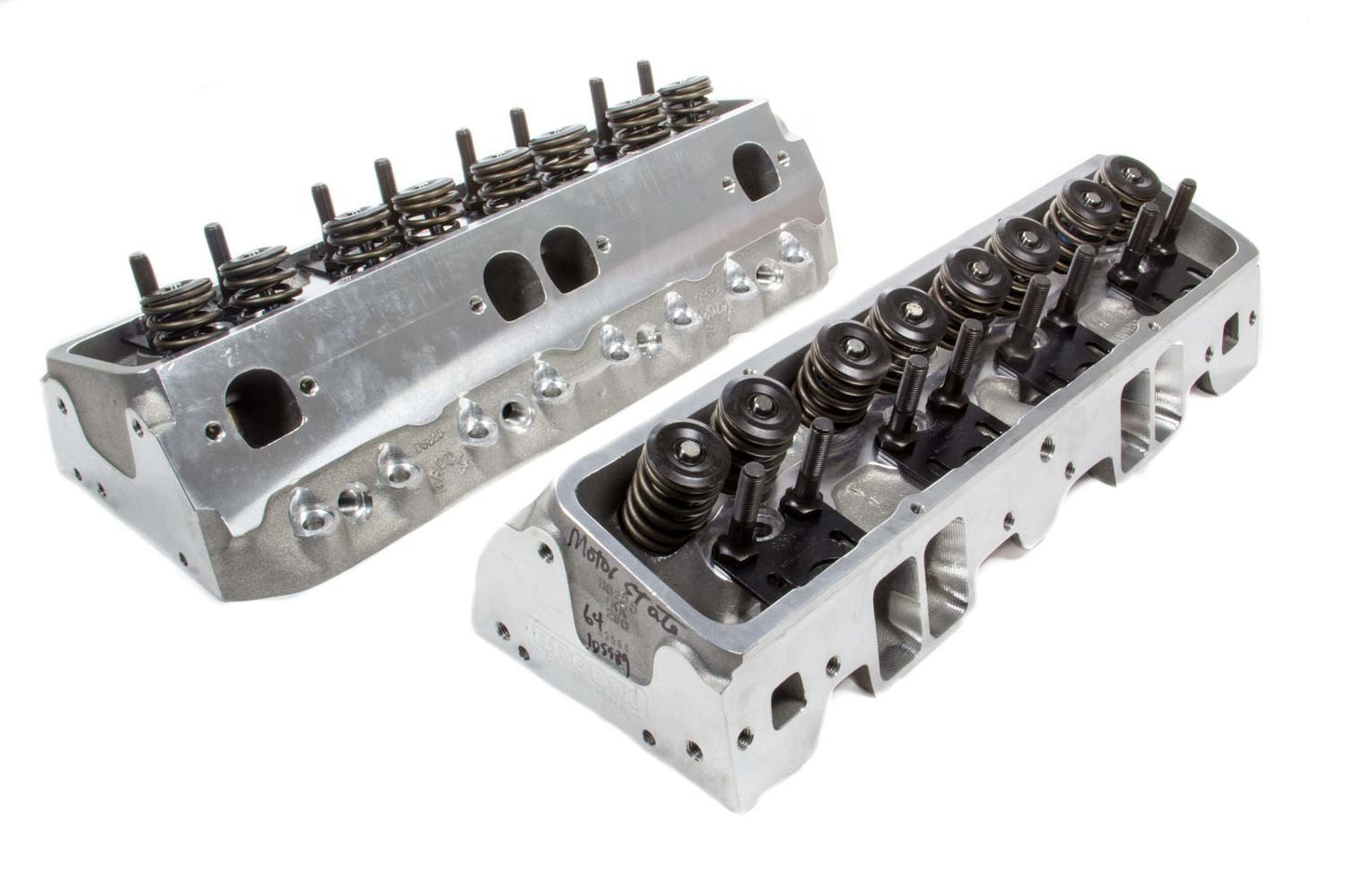 Cylinder Head - DS 225 - Assembled - 2.080 / 1.600 in Valves - 225 cc Intake - 64 cc Chamber - 1.550 in Springs - Angle Plug - Aluminum - Small Block Chevy - Pair
