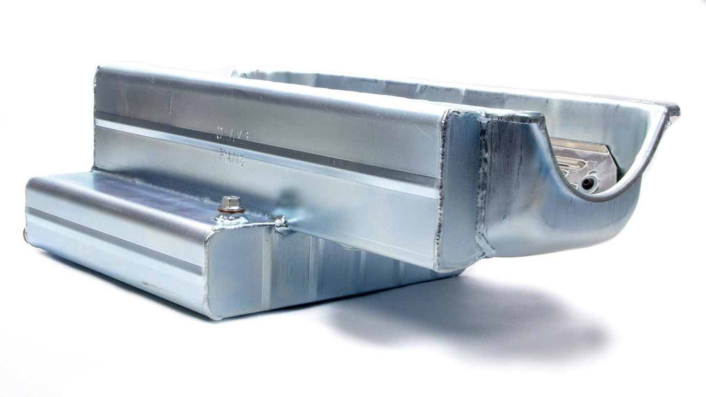 Engine Oil Pan - Competition - Rear Sump - 9 qt - 7 in Deep - Steel - Zinc Plated - 2-Piece Seal - Small Block Chevy - Each
