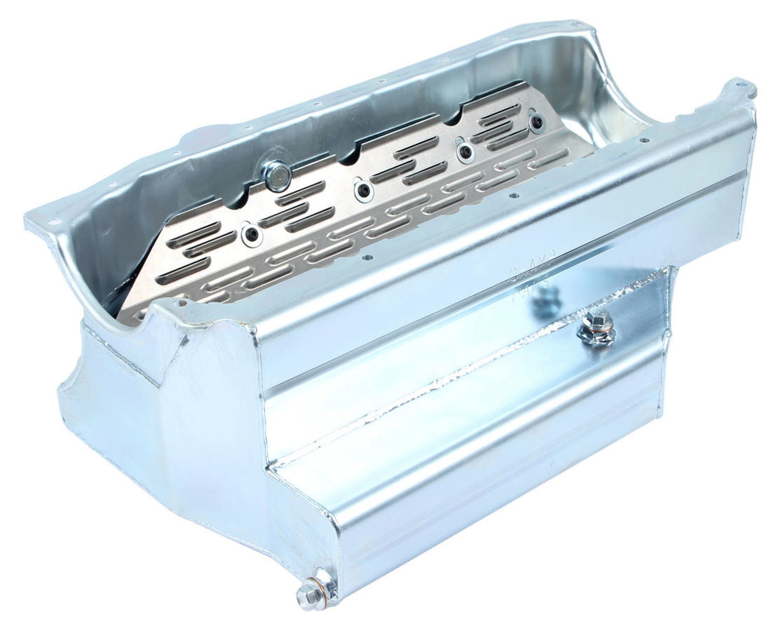 Engine Oil Pan - Pro Series - Rear Sump - 10 qt - 7 in Deep - Steel - Zinc Plated - 2-Piece Seal - Small Block Chevy - Each
