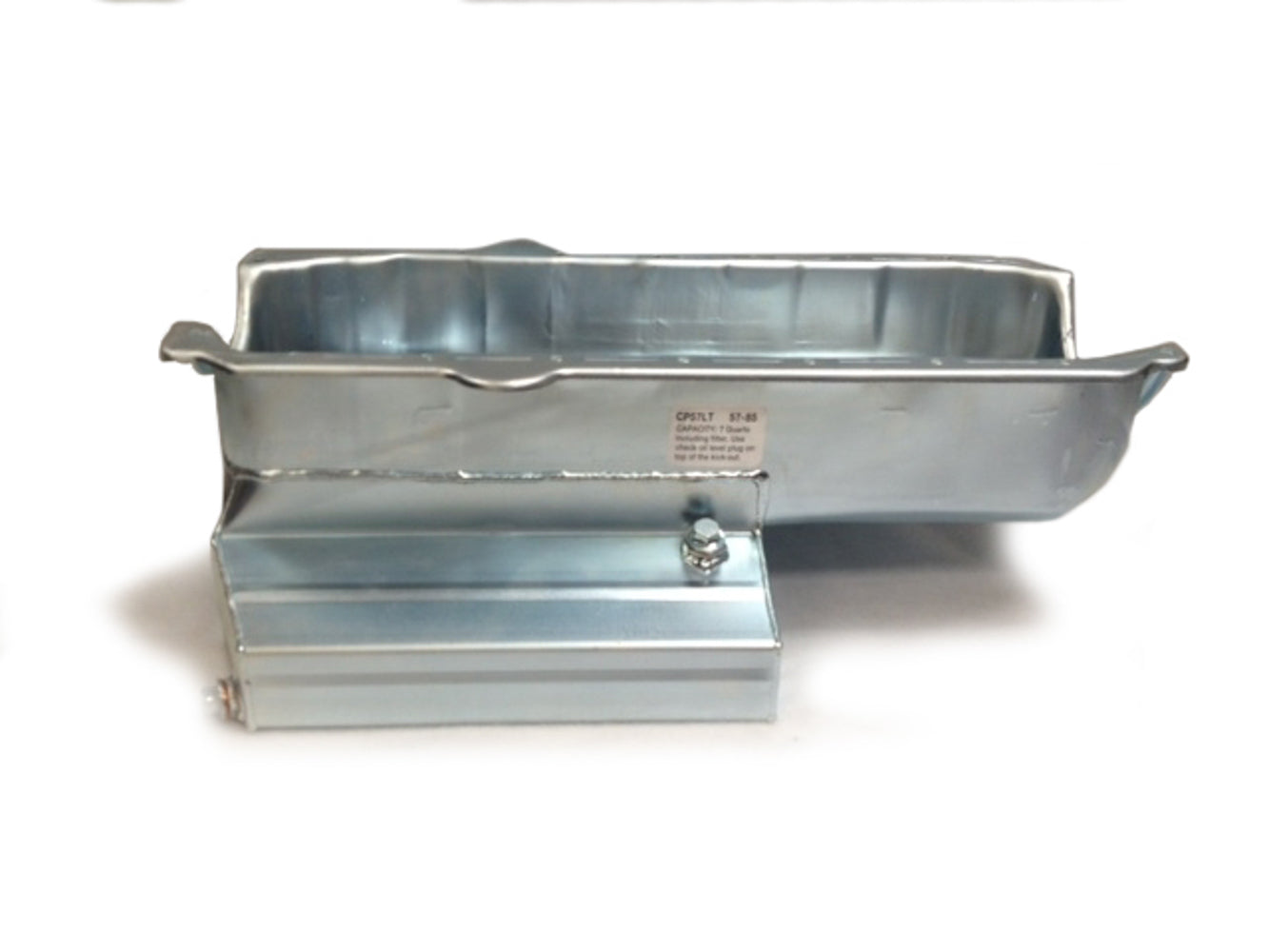 Engine Oil Pan - Circle Track - Rear Sump - 7 qt - 7 in Deep - Steel - Zinc Plated - 1-Piece Seal - Small Block Chevy - Each