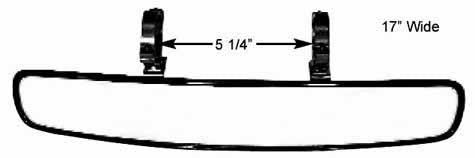 Mirror - Rear View - Wide Angle - 17 in Wide x 3 in Tall - Clamp-On - 1-3/4 in OD Tube - Aluminum / Plastic - Black - Kit