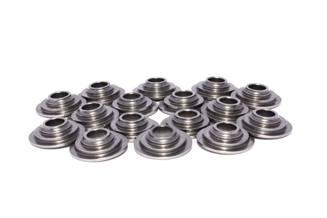 Valve Spring Retainer - 7 Degree - 0.910 in / 0.645 in OD Steps - 1.290 in Dual Spring - Steel - Set of 16