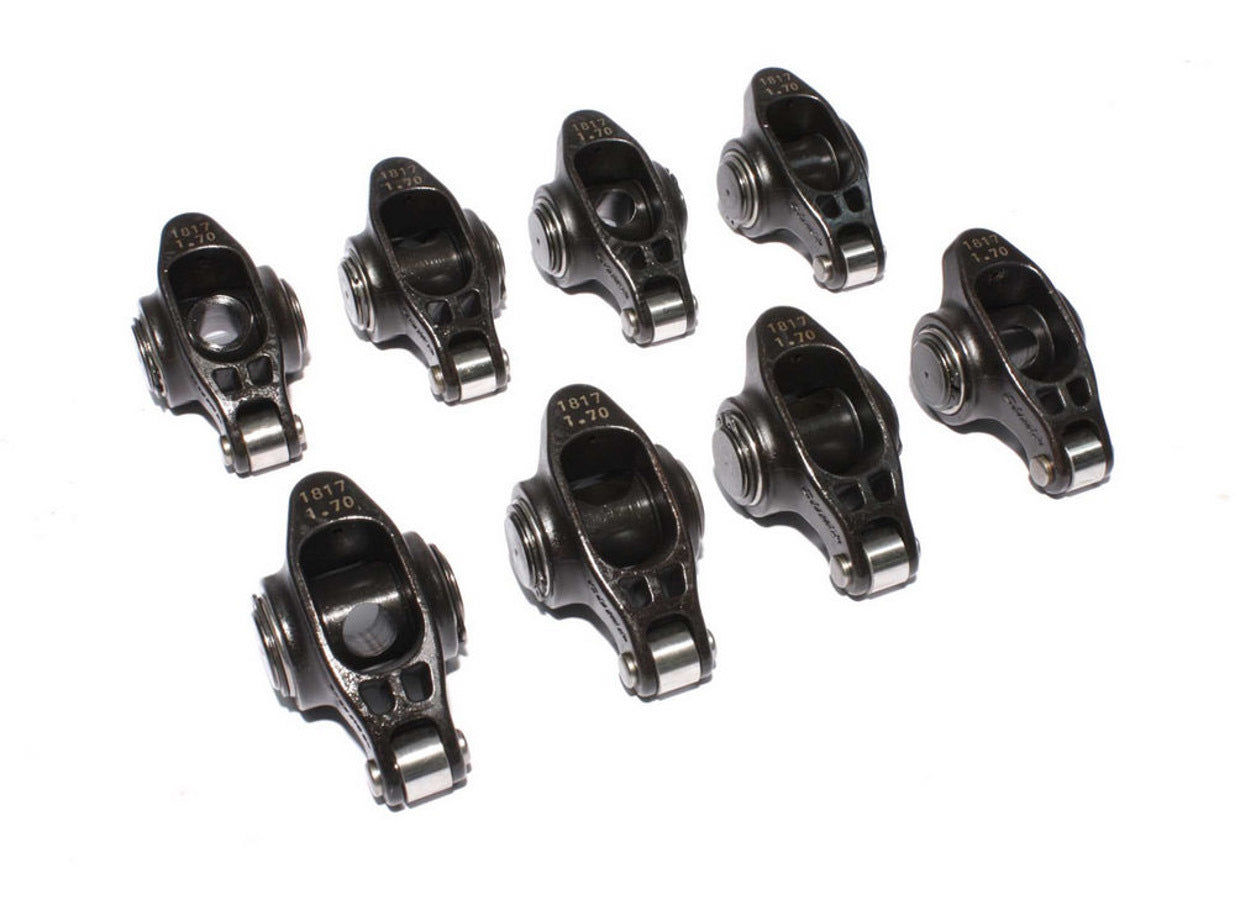 Rocker Arm - Ultra Pro Magnum XD - 7/16 in Stud Mount - 1.70 Ratio - Full Roller - Chromoly - Black Oxide - Small Block Chevy - Set of 8