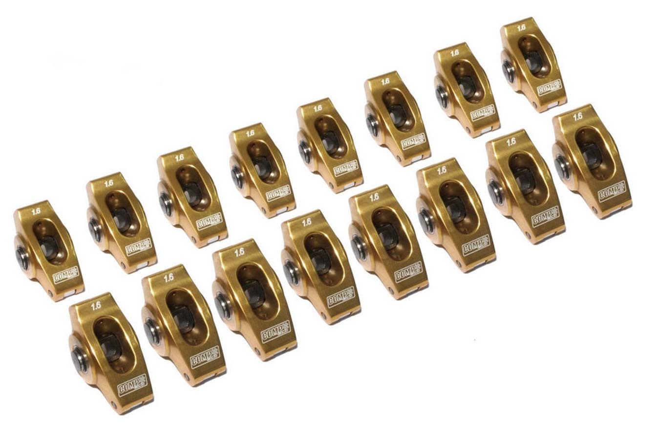 Rocker Arm - Ultra Gold ARC - 3/8 in Stud Mount - 1.60 Ratio - Full Roller - Aluminum - Gold Anodized - Small Block Chevy - Set of 16