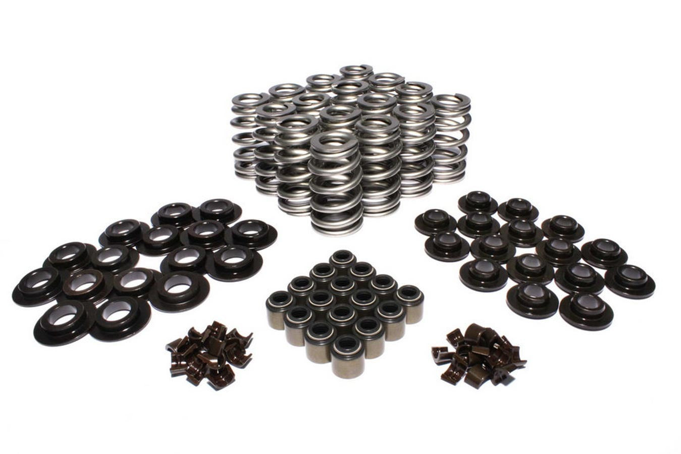 Valve Spring Kit - Beehive Spring - 372 lb/in Rate - 1.140 in Coil Bind - 1.075 in OD - Chromoly Retainer - Viton Seal - Steel Seat - GM LS-Series - Kit