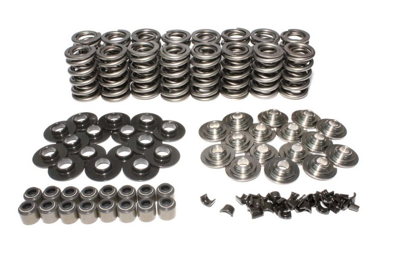 Valve Spring Kit - Dual Spring - 505 lb/in Rate - 1.100 in Coil Bind - 1.320 in OD - Titanium Retainer - Viton Seal - Steel Seat - GM LS-Series - Kit