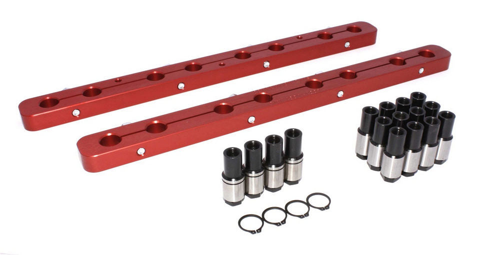 Rocker Arm Stud Girdle - 7/16-20 in Thread Studs - Aluminum - Red Anodized - Small Block Chevy - Kit