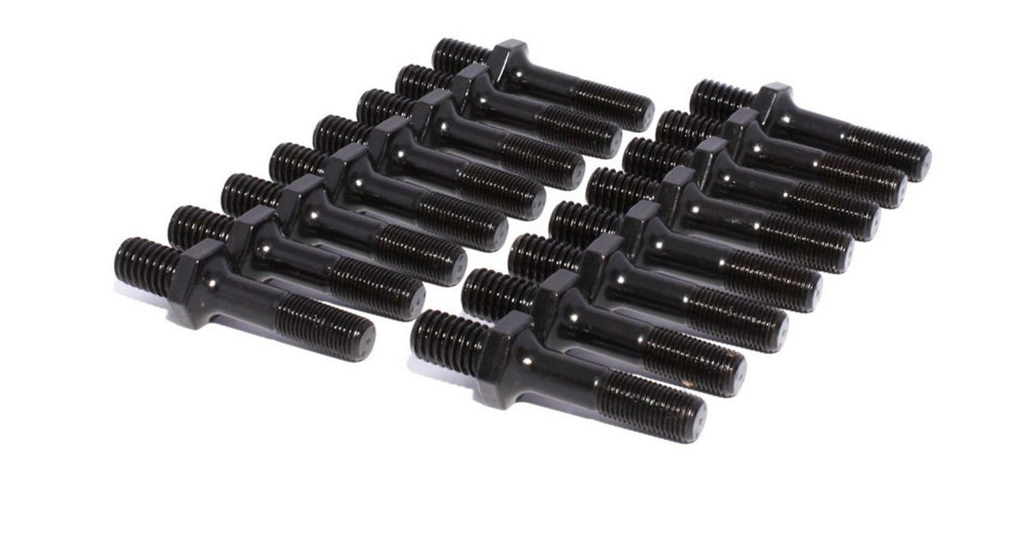 Rocker Arm Stud - Hi-Tech - 7/16-14 in Base Thread - 3/8-24 in Top Thread - 1.750 in Effective Stud Length - Steel - Black Oxide - Universal - Set of 16