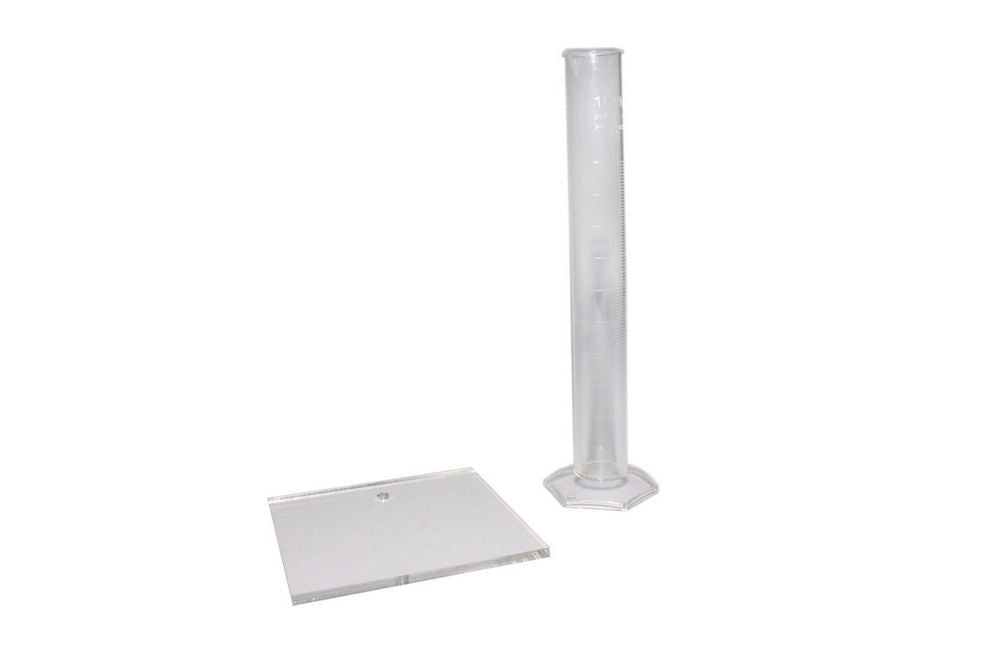 Cylinder Head CC Kit - 100 cc Volume - Graduated Flask - 1 cc Scale - Polycarbonate Plate - Kit