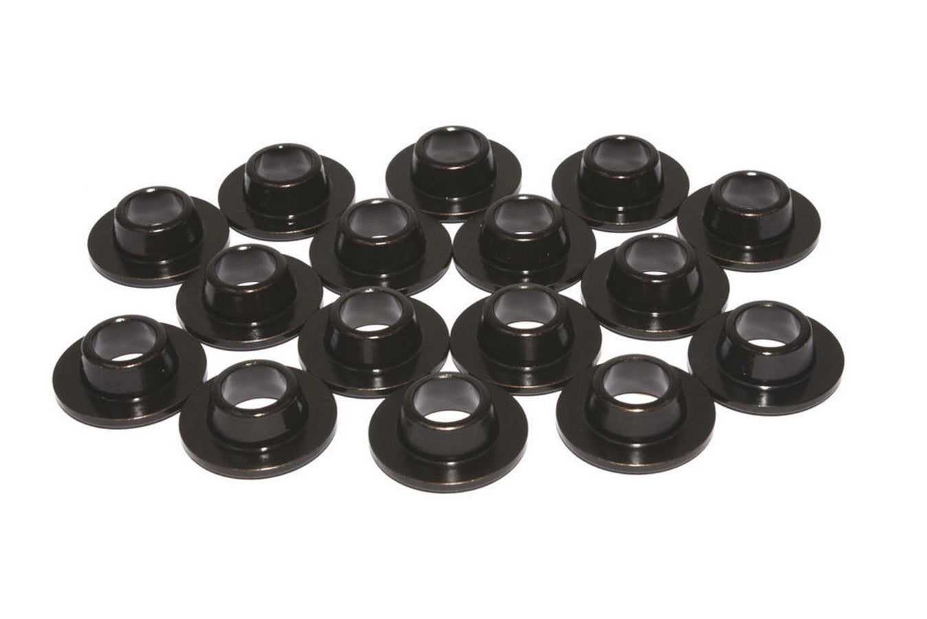 Valve Spring Retainer - 10 Degree - 0.725 in / 0.466 in OD Steps - 1.185 in Single Spring - Plus 0.050 in - Chromoly - Black Oxide - Set of 16