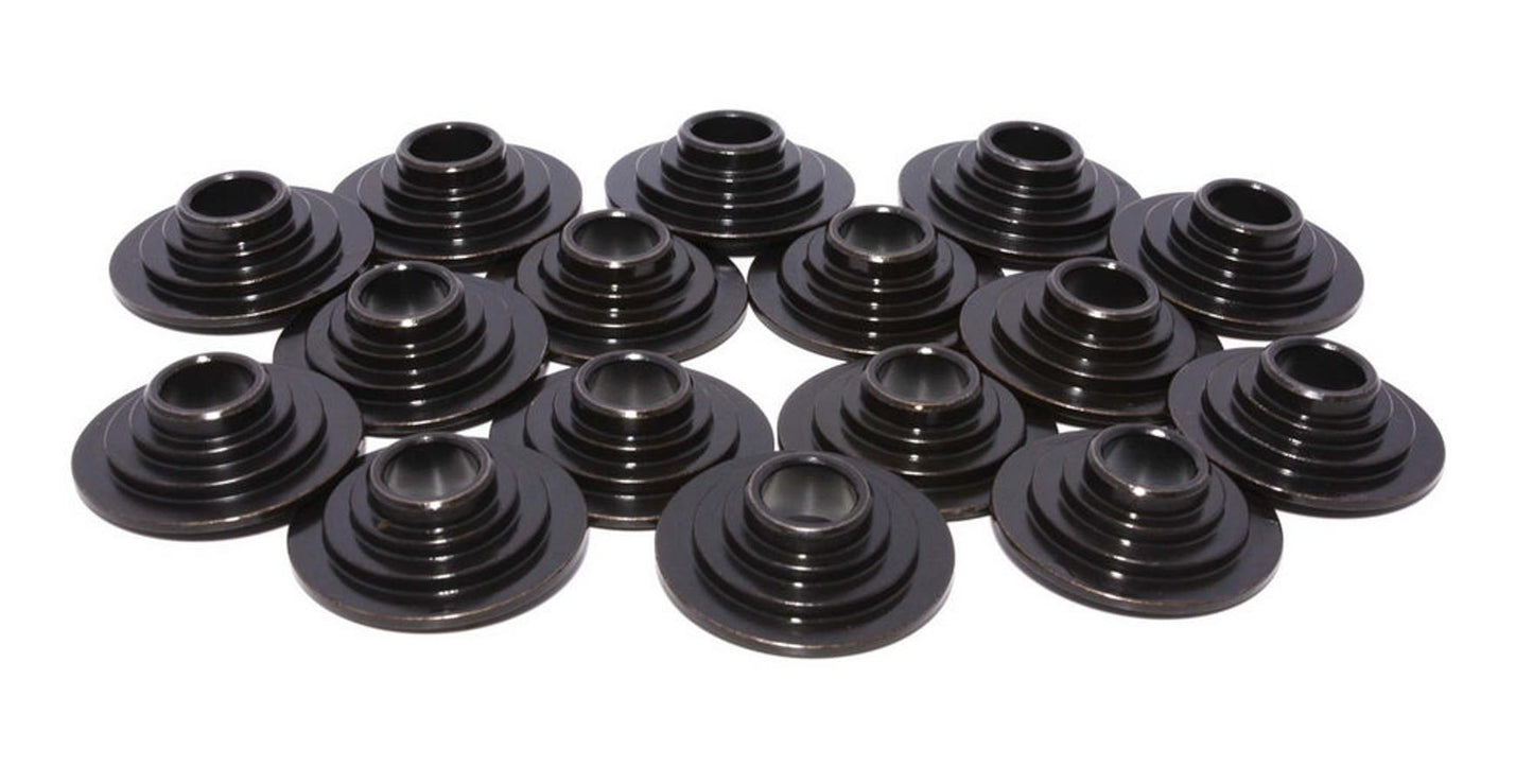 Valve Spring Retainer - Super Lock - 10 Degree - 1.120 in / 0.830 in / 0.640 in OD Steps - 1.500-1.550 in Triple Spring - Chromoly - Black Oxide - Set of 16