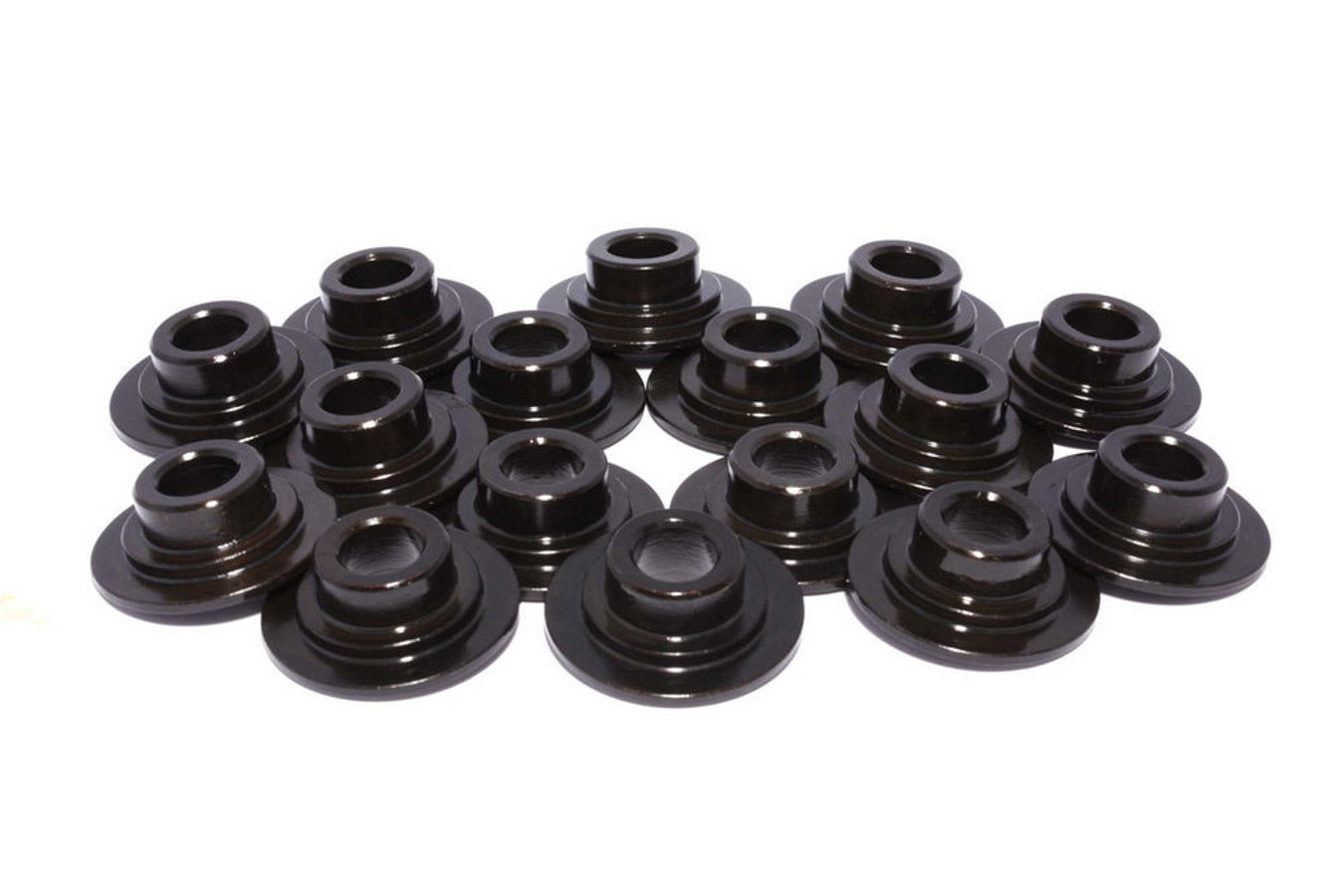 Valve Spring Retainer - Super Lock - 10 Degree - 0.870 in / 0.735 in OD Steps - 1.250 in Dual Spring - Chromoly - Black Oxide - Set of 16