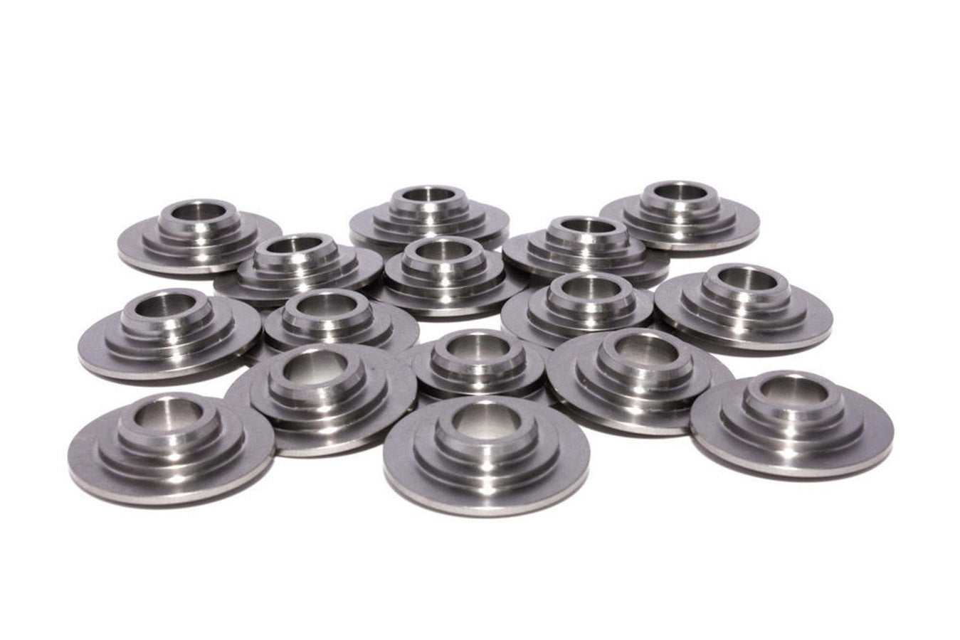 Valve Spring Retainer - 7 Degree - 0.860 in / 0.610 in OD Steps - 1.250 in Dual Spring - Titanium - Set of 16