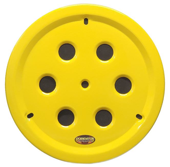 Mud Cover - Bolt-On - Vented Center Hole - Aluminum - Yellow Anodized - 15 in Wheels - Each