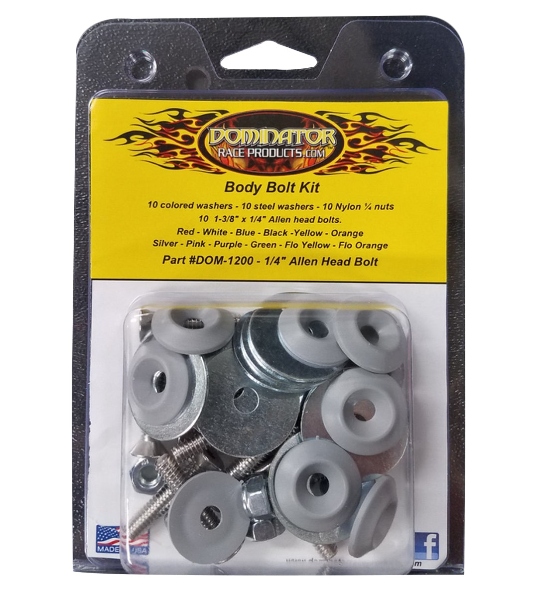 Countersunk Bolt Kit - 1/4-20 in Thread - 1.75 in Long - Allen Head - Countersunk Washers / Nuts - Plastic / Steel - Gray - Set of 10