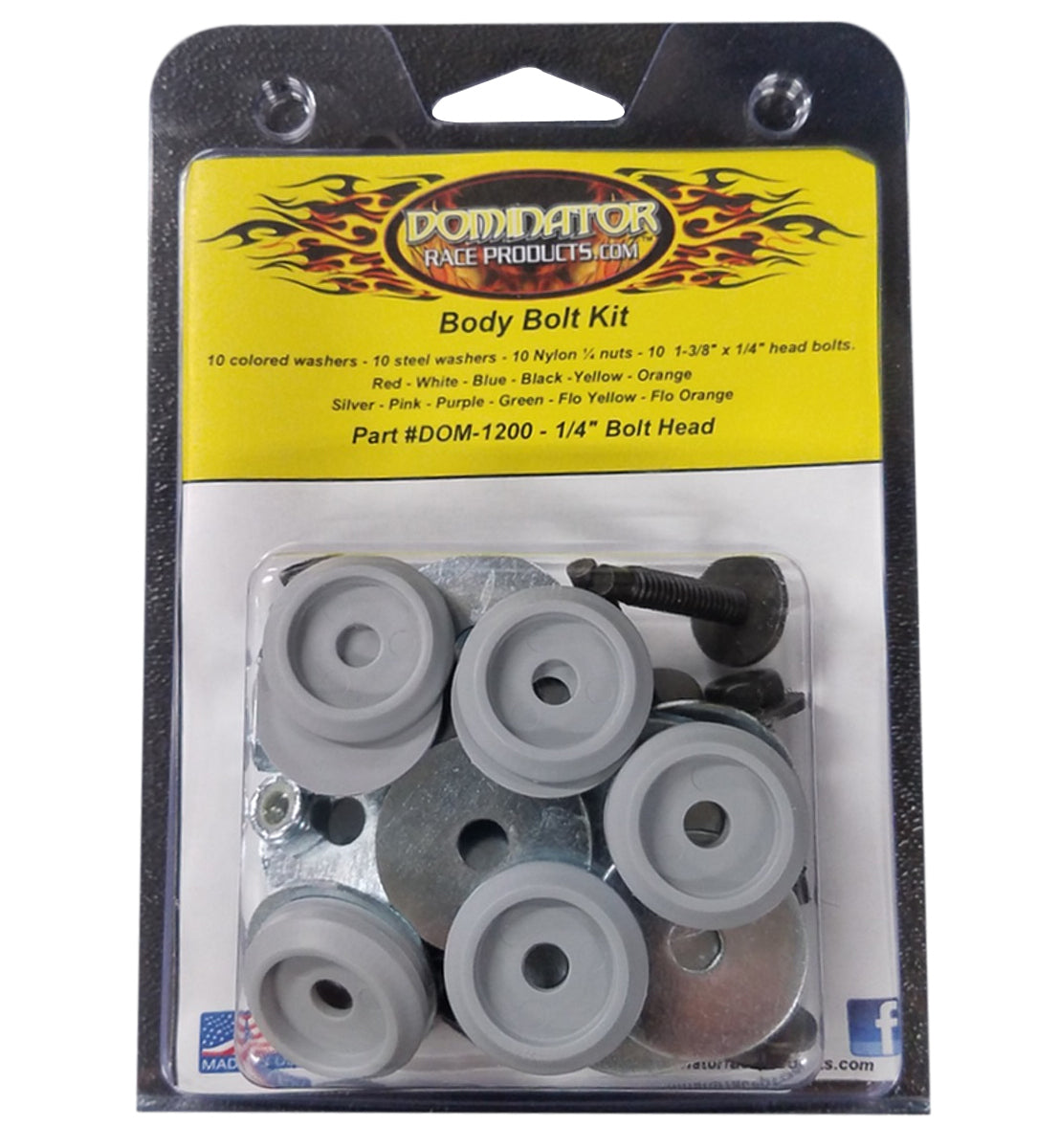 Countersunk Bolt Kit - 1/4-20 in Thread - 1.375 in Long - Hex Head - Countersunk Washers / Nuts - Plastic / Steel - Gray - Set of 10