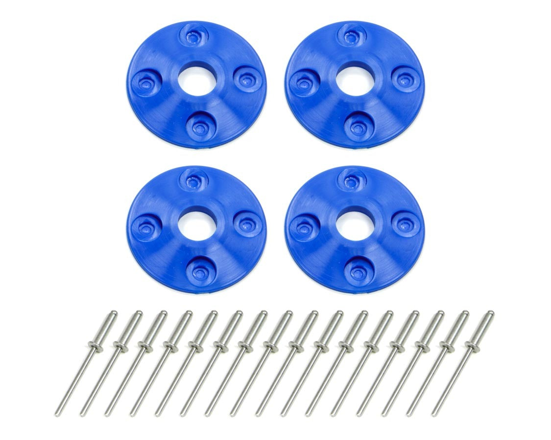 Scuff Plate - 1.5 in OD - 0.5 in ID - Plastic - Blue - Set of 4