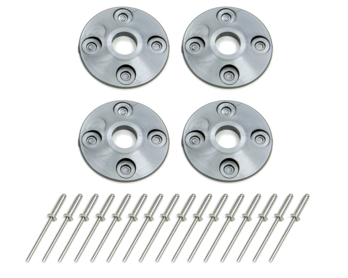 Scuff Plate - 1.5 in OD - 0.5 in ID - Plastic - Silver - Set of 4