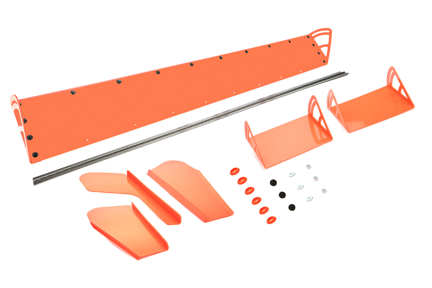 Spoiler - 72 x 8 in - Adjustable - 2-Piece - Plastic - Fluorescent Orange - Dirt Late Model - Kit