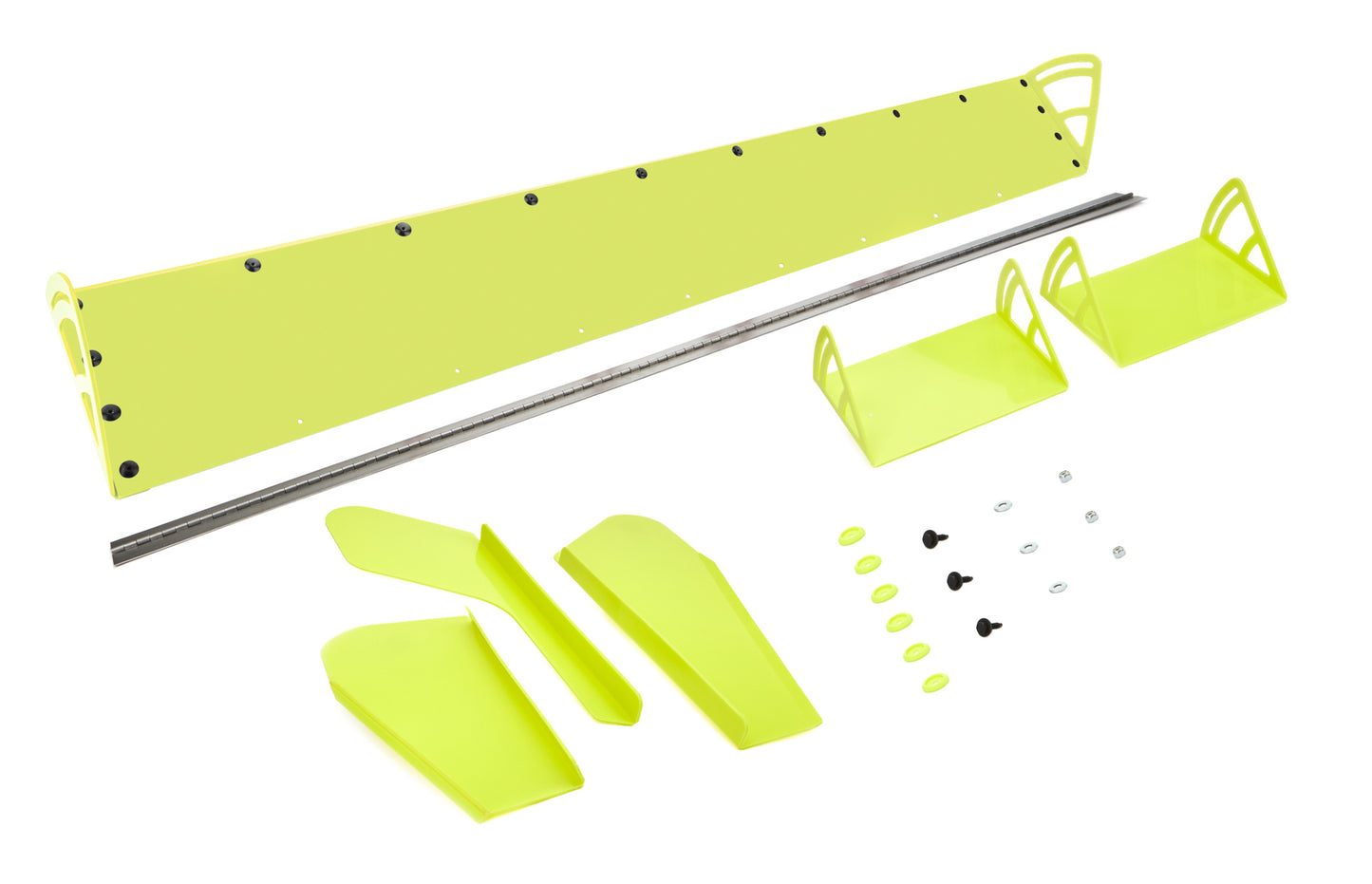 Spoiler - 72 x 8 in - Adjustable - 2-Piece - Plastic - Fluorescent Yellow - Dirt Late Model - Kit