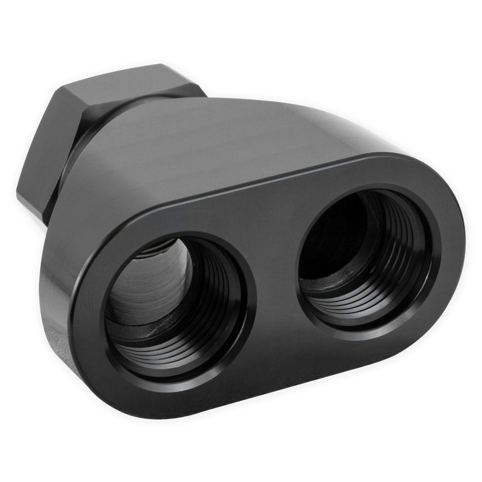 Fitting - Y Block - 12 AN Female Inlet - Dual 10 AN Female Outlets - Aluminum - Black Anodized - Each