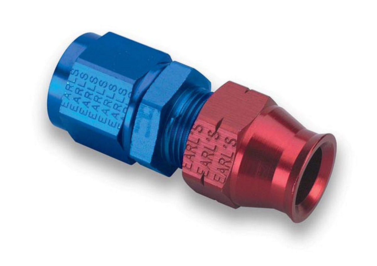 Fitting - Tube End - Straight - 10 AN Female to 5/8 in Tubing - Aluminum - Blue / Red Anodized - Each